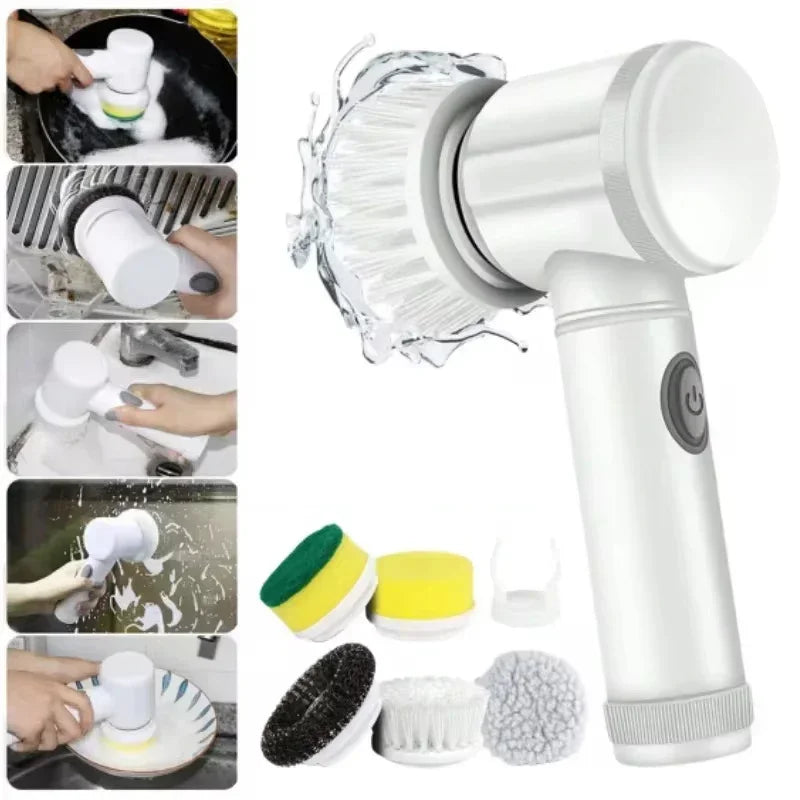 Light Gray 5-in-1 Electric Power Scrubber – Deep Cleaning Brush for Bathroom & Kitchen, Dish Wash (Copy)
