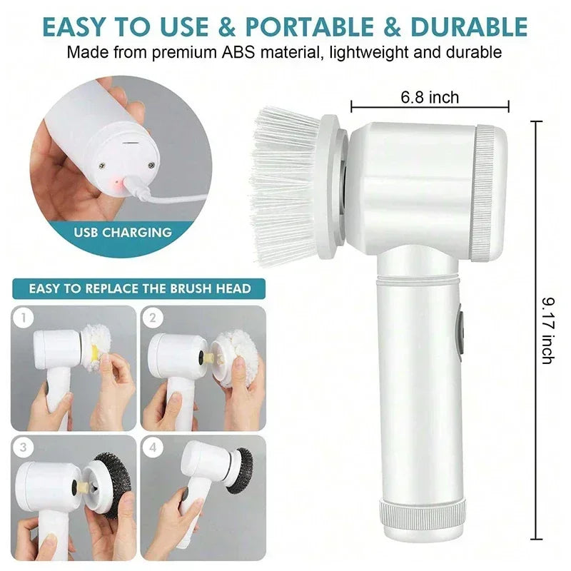 Light Green 3-in-1 Electric Power Scrubber – Deep Cleaning Brush for Bathroom & Kitchen, Dish Wash (Copy)