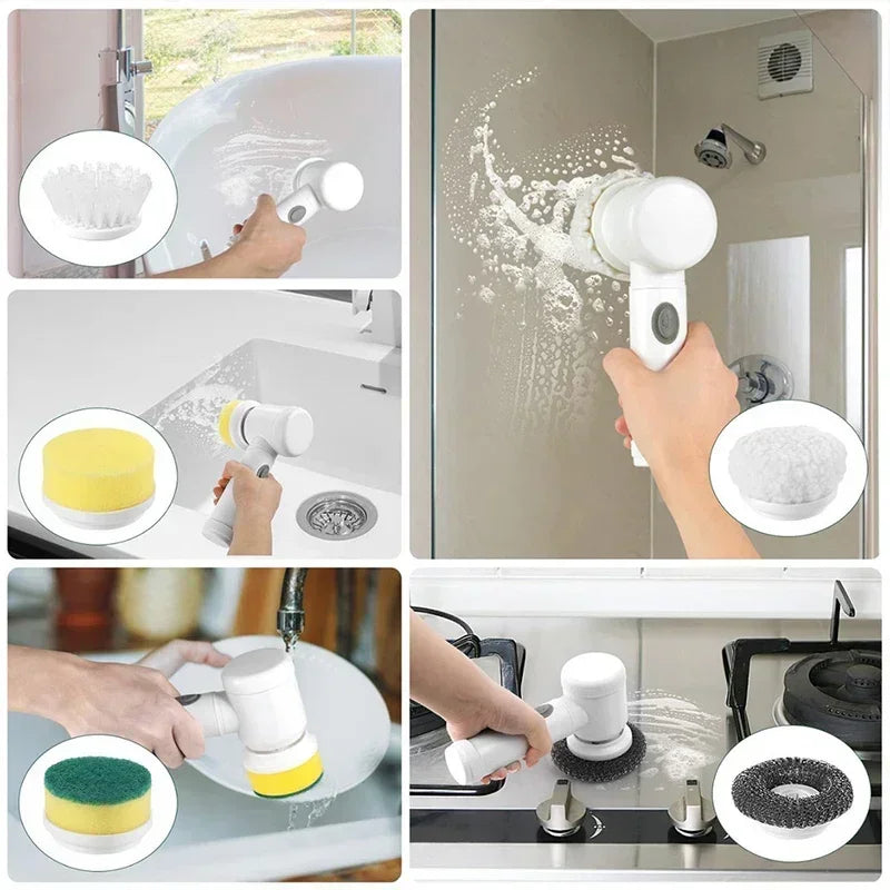 Light Green 3-in-1 Electric Power Scrubber – Deep Cleaning Brush for Bathroom & Kitchen, Dish Wash (Copy)