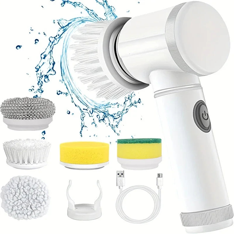 Light Gray 5-in-1 Electric Power Scrubber – Deep Cleaning Brush for Bathroom & Kitchen, Dish Wash (Copy)