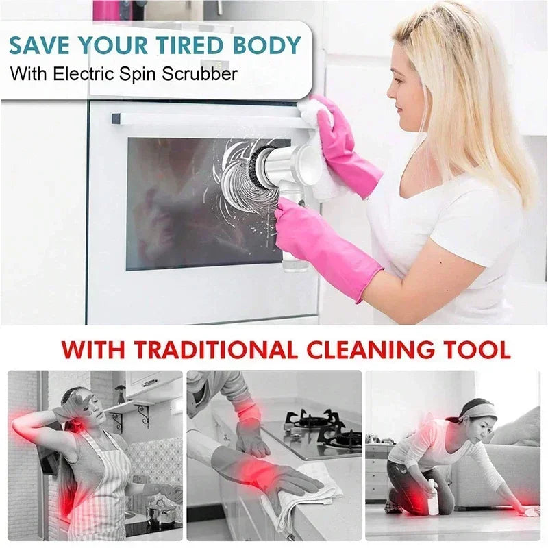 Light Green 3-in-1 Electric Power Scrubber – Deep Cleaning Brush for Bathroom & Kitchen, Dish Wash (Copy)
