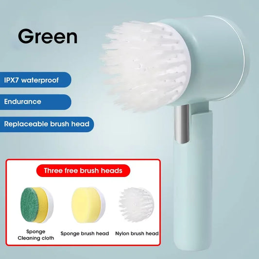 Light Green 3-in-1 Electric Power Scrubber – Deep Cleaning Brush for Bathroom & Kitchen, Dish Wash (Copy)