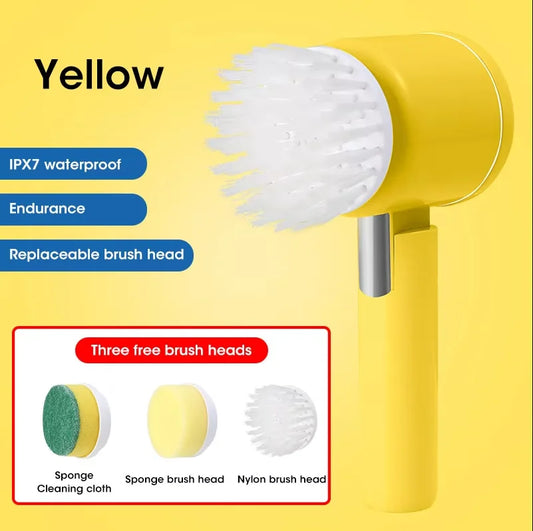 Yellow 3-in-1 Electric Power Scrubber – Deep Cleaning Brush for Bathroom & Kitchen, Dish Wash (Copy)